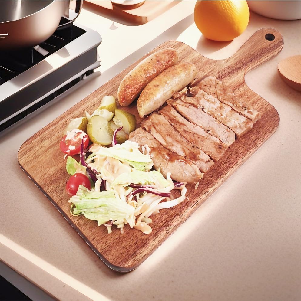 Acacia Wood Cutting Board with Handle (14" x 7")