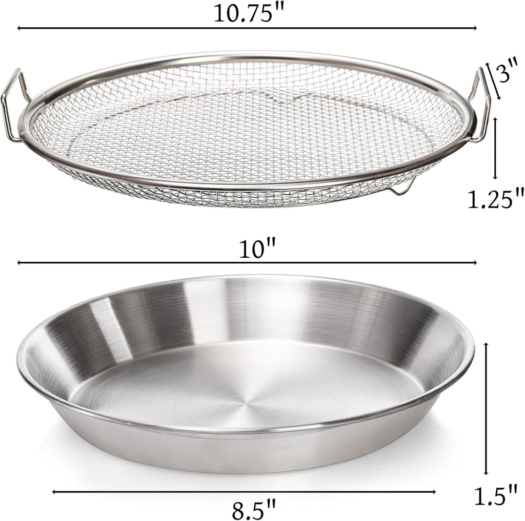 10.3" Kitchen Oil Filter Tray, Stainless Steel Air Fryer Mesh Pan, Draining Basket Accessories for Fried Food, Cooking Net Strainer Colander Barbecue Grill Vegetable Dessert