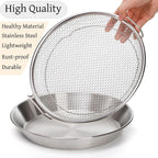10.3" Kitchen Oil Filter Tray, Stainless Steel Air Fryer Mesh Pan, Draining Basket Accessories for Fried Food, Cooking Net Strainer Colander Barbecue Grill Vegetable Dessert