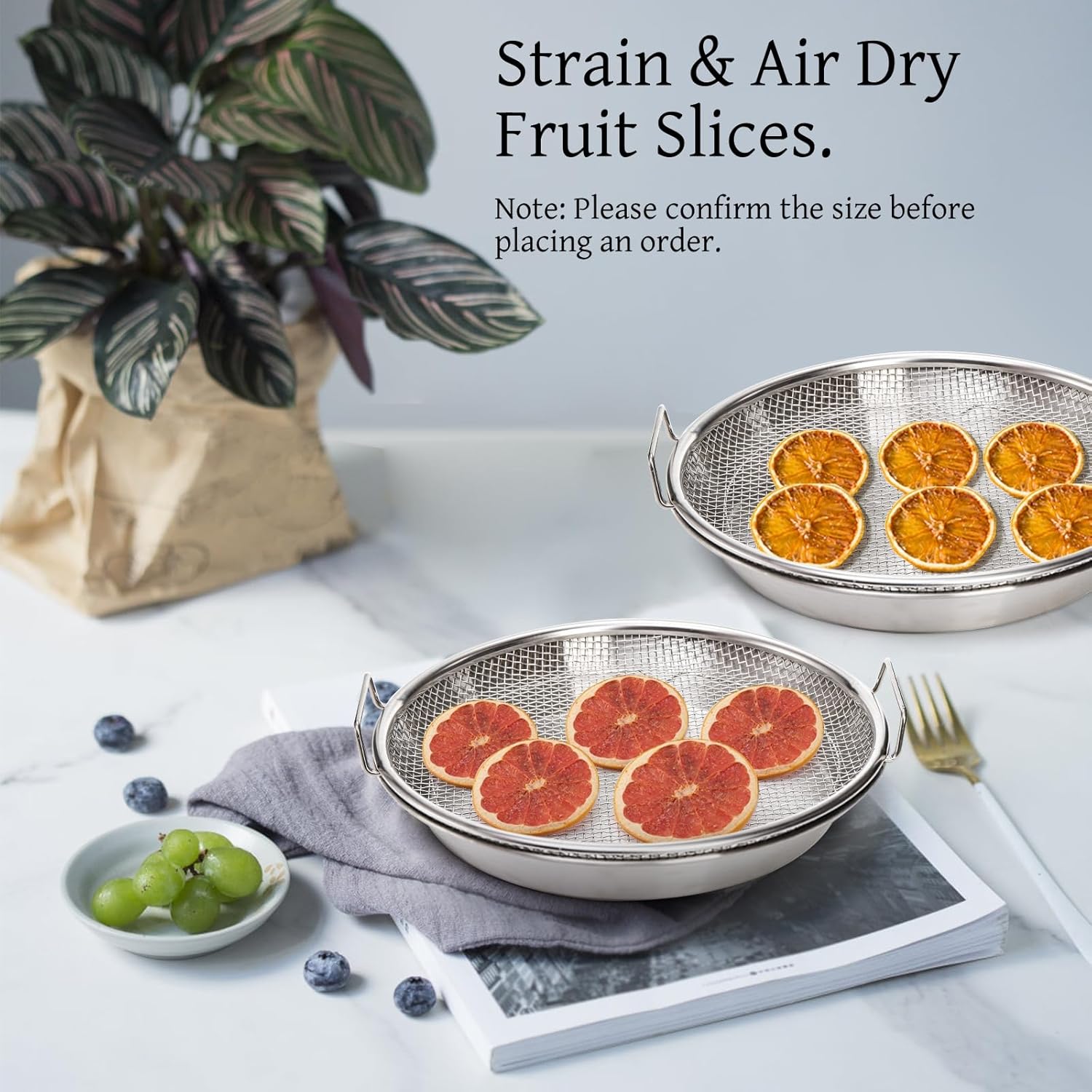10.3" Kitchen Oil Filter Tray, Stainless Steel Air Fryer Mesh Pan, Draining Basket Accessories for Fried Food, Cooking Net Strainer Colander Barbecue Grill Vegetable Dessert