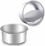 2-Pack 6-Inch Cake Pans Non-Stick Deep Aluminium Round Cake Pans with Removable Bottom for Baking - Baking - Weddings - Birthdays - Christmas Celebrations