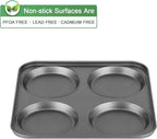 Muin Top Pan, 4-Cup Hamburger Bun Pan, Large Whoopie Pies Pan, Non-Stick Bakeware or Eggs, Cornbread, Small Cake Layers and Drop Cookies, Set o 3