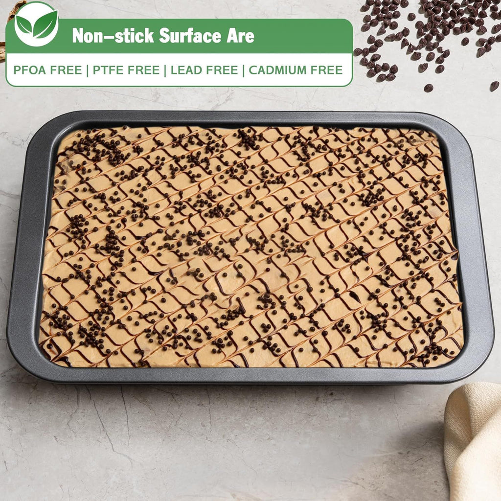 Cake Pan, Nonstick Baking Pan or Cake, Bread, Brownie or Lasagna, Heavy Duty Baking Dish with Diamond Texture Pattern and Wide Grips