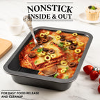 Cake Pan, Nonstick Baking Pan or Cake, Bread, Brownie or Lasagna, Heavy Duty Baking Dish with Diamond Texture Pattern and Wide Grips