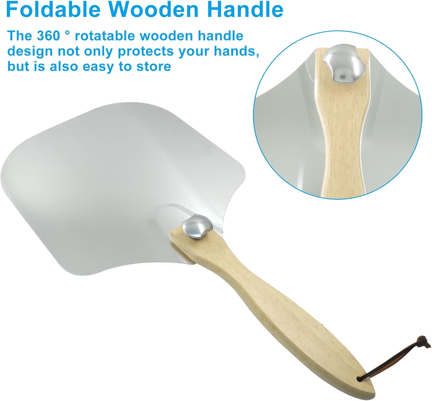 12-Inch Aluminum Pizza Paddle w/ Foldable Wood Handle