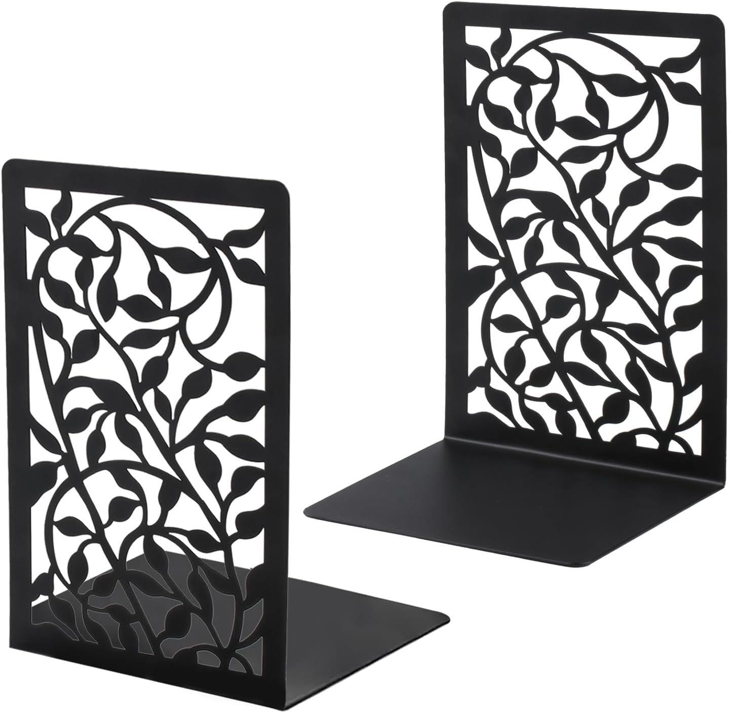 1 Pair Metal Bookends or Shelves, Tree Book Ends Decorative Bookends or Heavy Books, Book Holder or Shel, Black Unique Book Stoppers, Book Holders or Shelves Home Oice School-Right Angle Main image