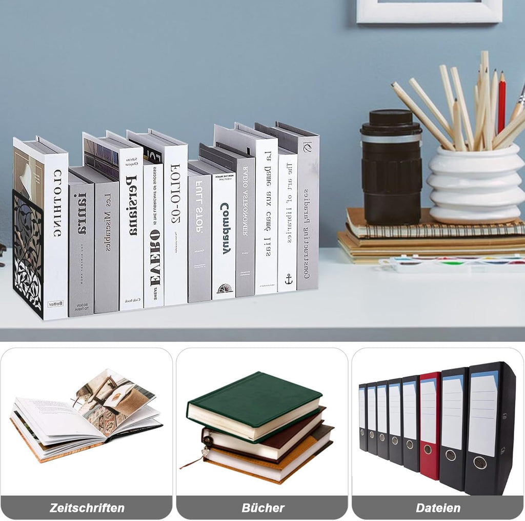1 Pair Metal Bookends or Shelves, Tree Book Ends Decorative Bookends or Heavy Books, Book Holder or Shel, Black Unique Book Stoppers, Book Holders or Shelves Home Oice School-Right Angle
