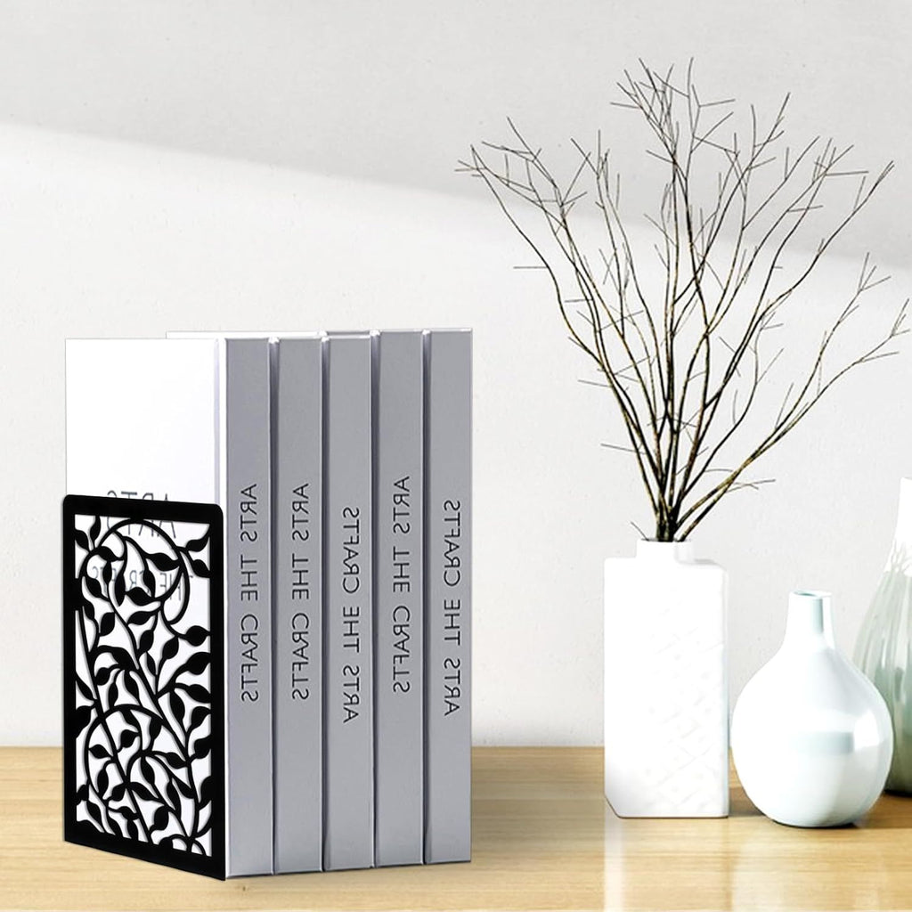1 Pair Metal Bookends or Shelves, Tree Book Ends Decorative Bookends or Heavy Books, Book Holder or Shel, Black Unique Book Stoppers, Book Holders or Shelves Home Oice School-Right Angle