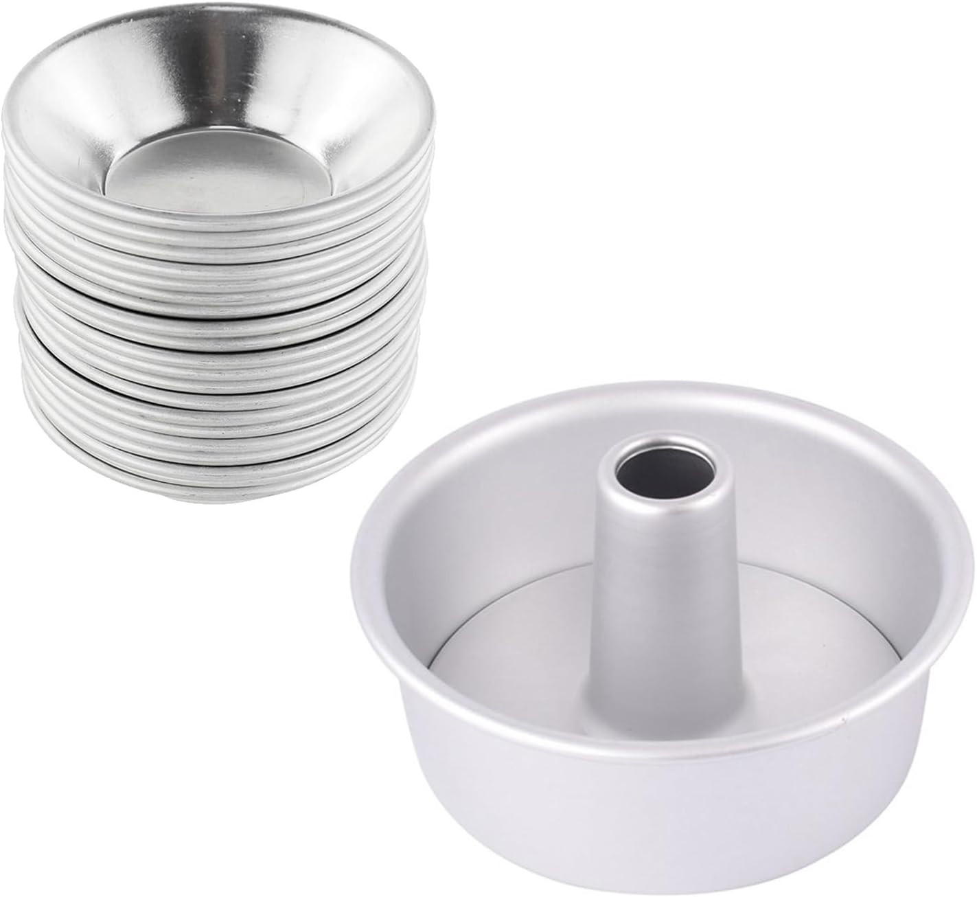 Cake Molds for Baking Bundle, 6 Inch Angel Food Cake Pan with Removable Bottom & 20Pcs Mini Tart Pans Hauptbild