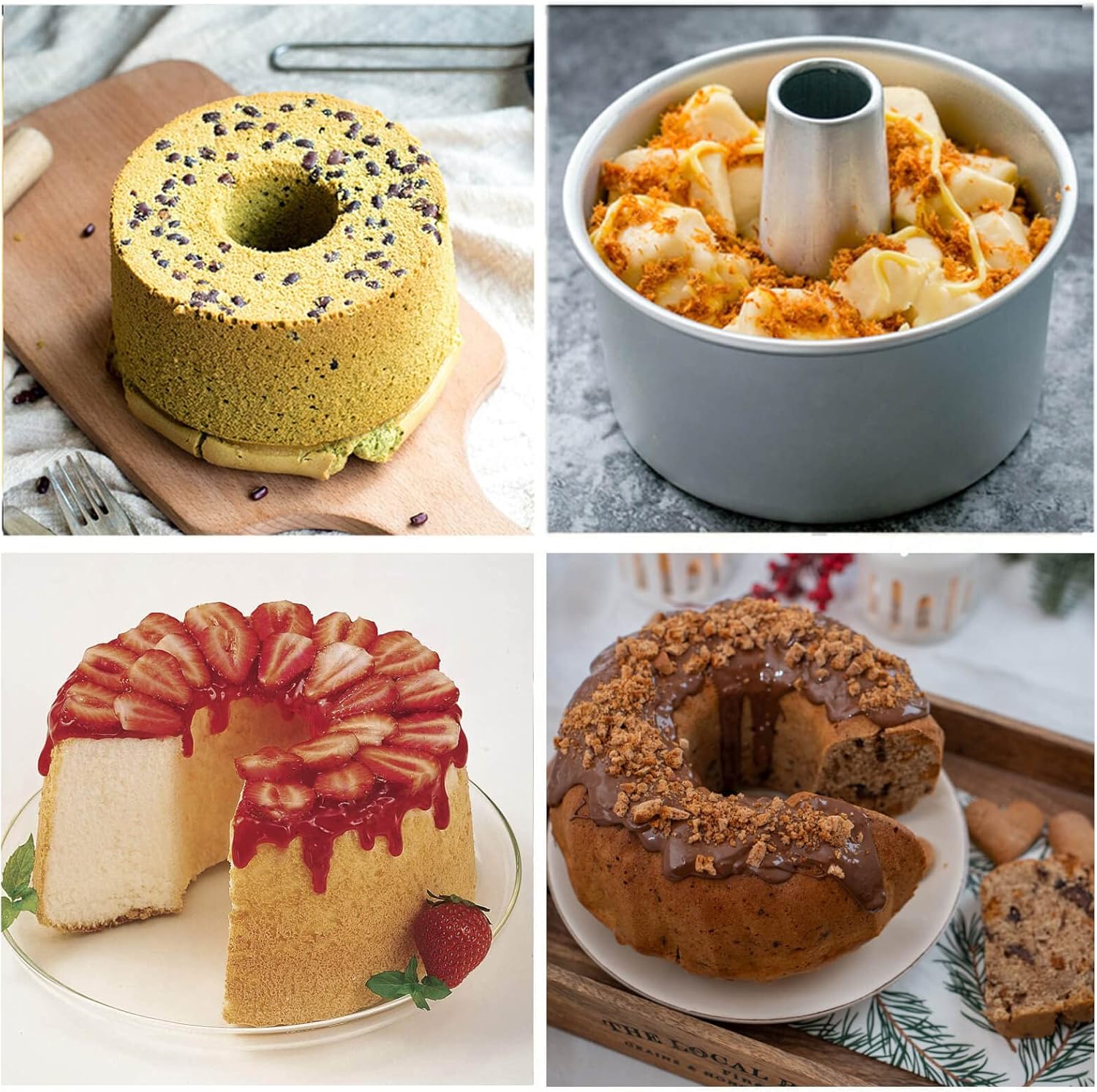 Cake Molds for Baking Bundle, 6 Inch Angel Food Cake Pan with Removable Bottom & 20Pcs Mini Tart Pans