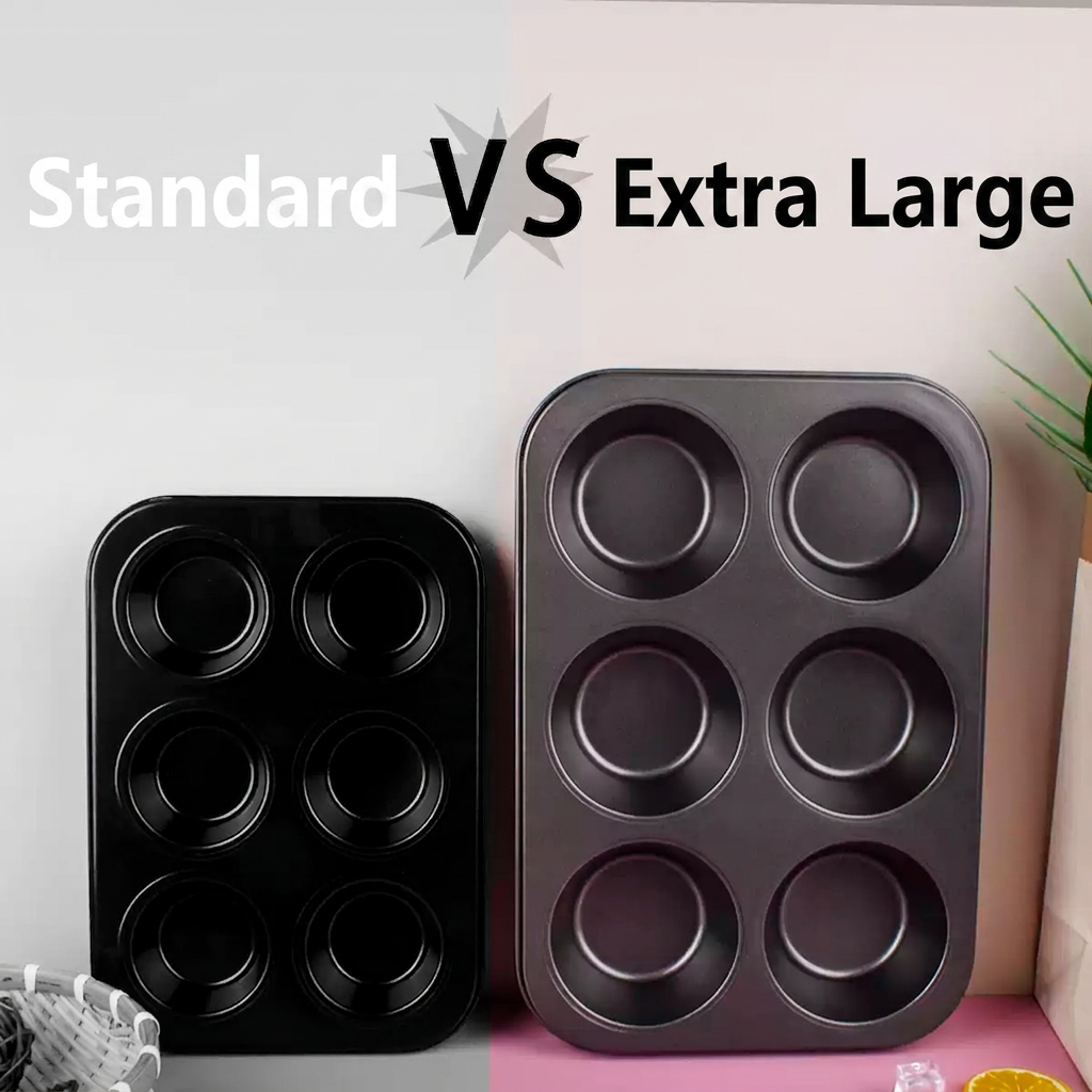 2 Pack Extra Large Nonstick Muin Pan, Carbon Steel Cupcake Pan, Easy to Clean and Perect or Making Muins or Cupcakes, 6 Cup Jumbo