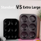 2 Pack Extra Large Nonstick Muin Pan, Carbon Steel Cupcake Pan, Easy to Clean and Perect or Making Muins or Cupcakes, 6 Cup Jumbo