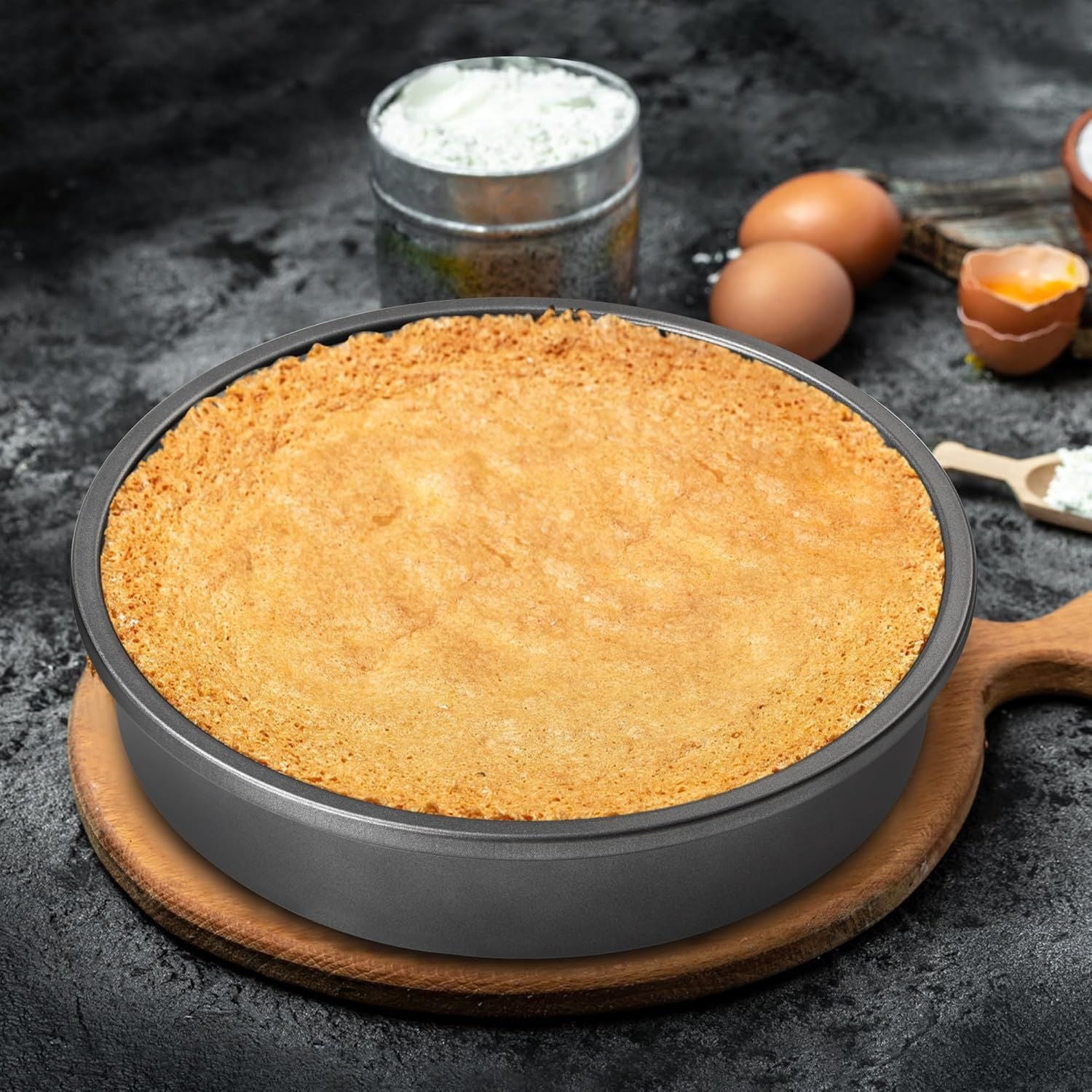 9" Round Cake Pan Set o 2, 0.8mm Thick Heavy Duty Bakeware or Tiered & Layered Cakes, Nonstick Baking Pan with Diamond Texture or Even Heating, Cake Mold