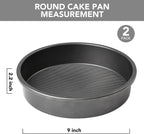 9" Round Cake Pan Set o 2, 0.8mm Thick Heavy Duty Bakeware or Tiered & Layered Cakes, Nonstick Baking Pan with Diamond Texture or Even Heating, Cake Mold