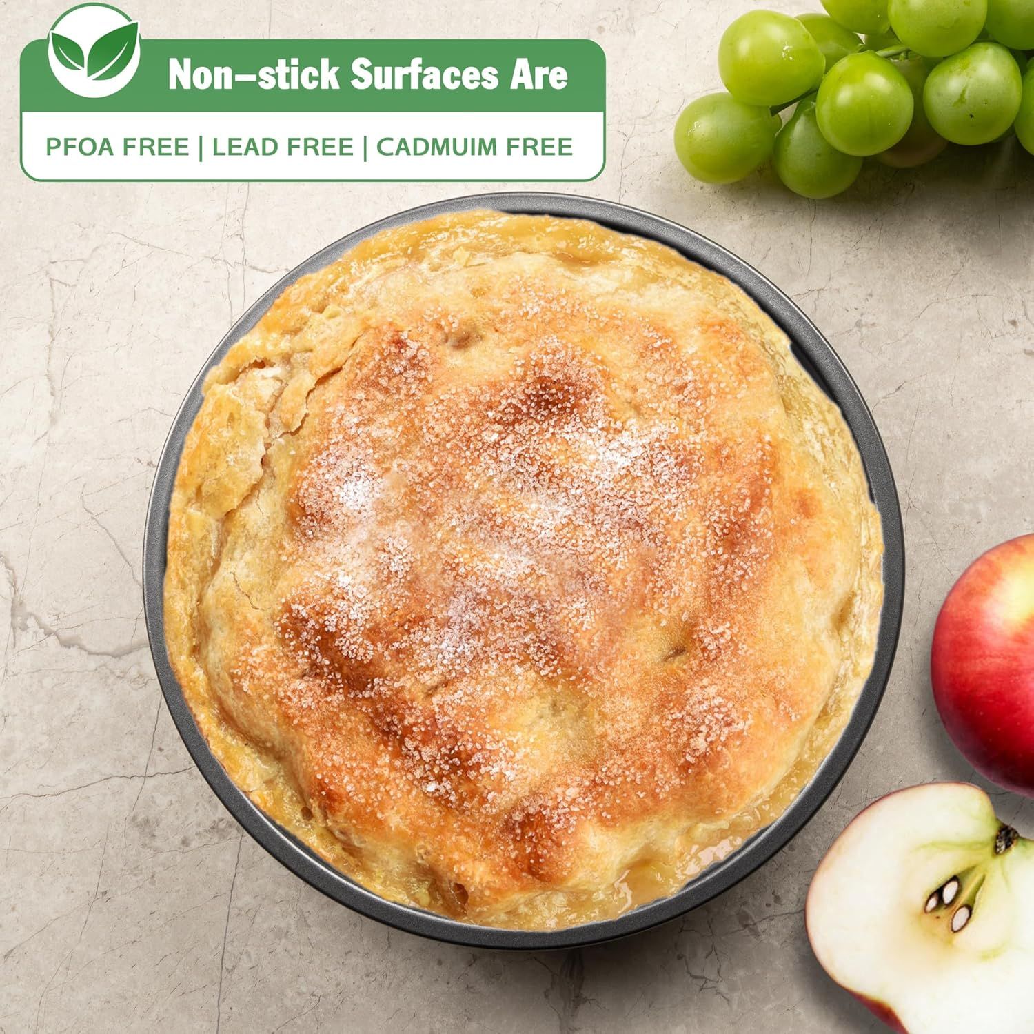 9" Round Cake Pan Set o 2, 0.8mm Thick Heavy Duty Bakeware or Tiered & Layered Cakes, Nonstick Baking Pan with Diamond Texture or Even Heating, Cake Mold