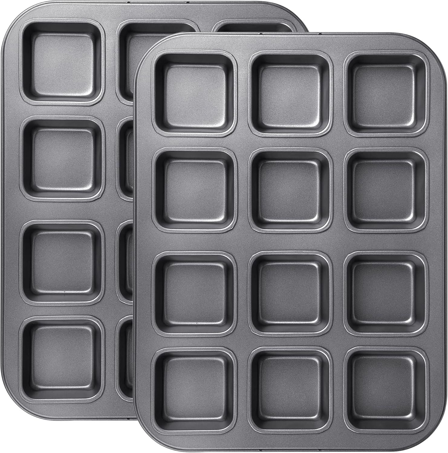 2 Pack Brownie Pan, Non-stick Bakeware or Bread and Loa, Heavy Duty Carbon Steel Mini Muin Pan, 12-Cavity Hauptbild