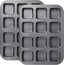 2 Pack Brownie Pan, Non-stick Bakeware or Bread and Loa, Heavy Duty Carbon Steel Mini Muin Pan, 12-Cavity