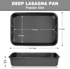 Lasagna Pan with Handles, 15x10x3 Inch Bakeware or Oven, Nonstick Rectangular Roasting Pan, Deep Baking Dish or Cake and Brownie, Heavy Duty