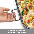 Lasagna Pan with Handles, 15x10x3 Inch Bakeware or Oven, Nonstick Rectangular Roasting Pan, Deep Baking Dish or Cake and Brownie, Heavy Duty