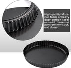9 in Non-Stick Tart and Quiche Pan with Removable Bottom and 4 Mini Tart Pans 4-inch, Heavy Duty Fluted Side for Pies, Mousse Cakes, Dessert Baking (5 Pack)