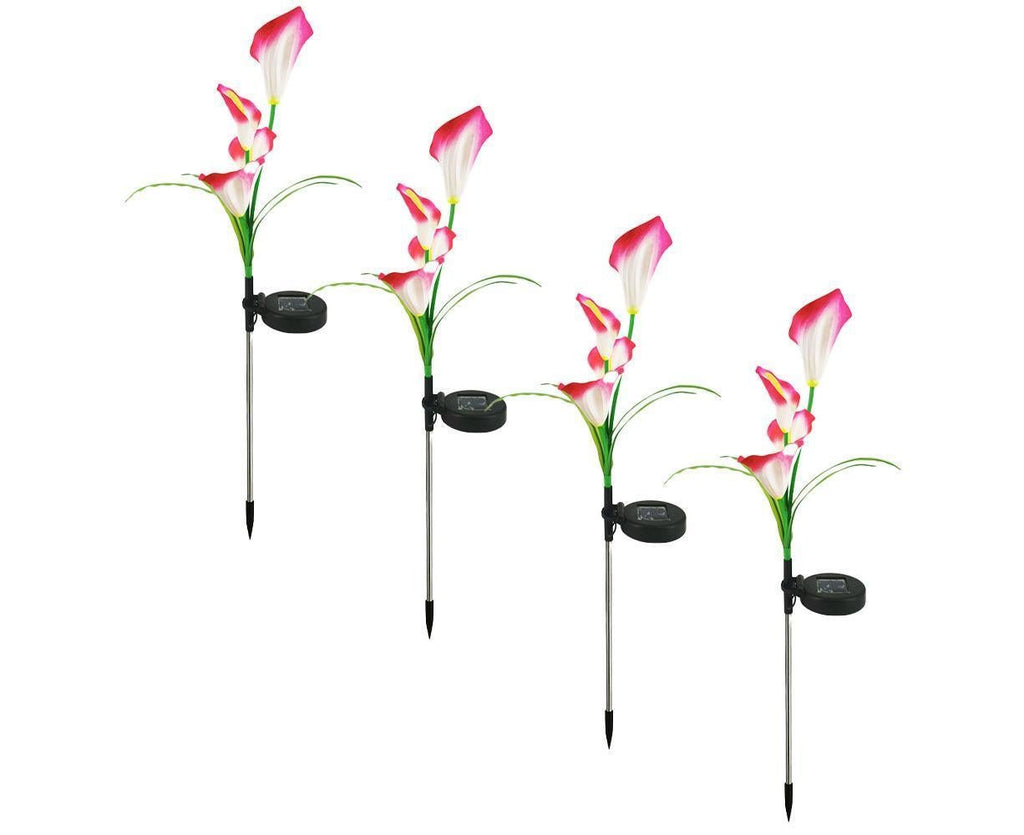 4 Pack of 16 LED Solar Garden Lights, Calla Lights, for Garden, Patio, Passage Decoration-red