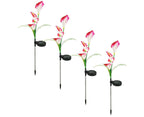 4 Pack of 16 LED Solar Garden Lights, Calla Lights, for Garden, Patio, Passage Decoration-red