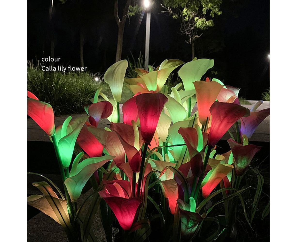 4 Pack of 16 LED Solar Garden Lights, Calla Lights, for Garden, Patio, Passage Decoration-red