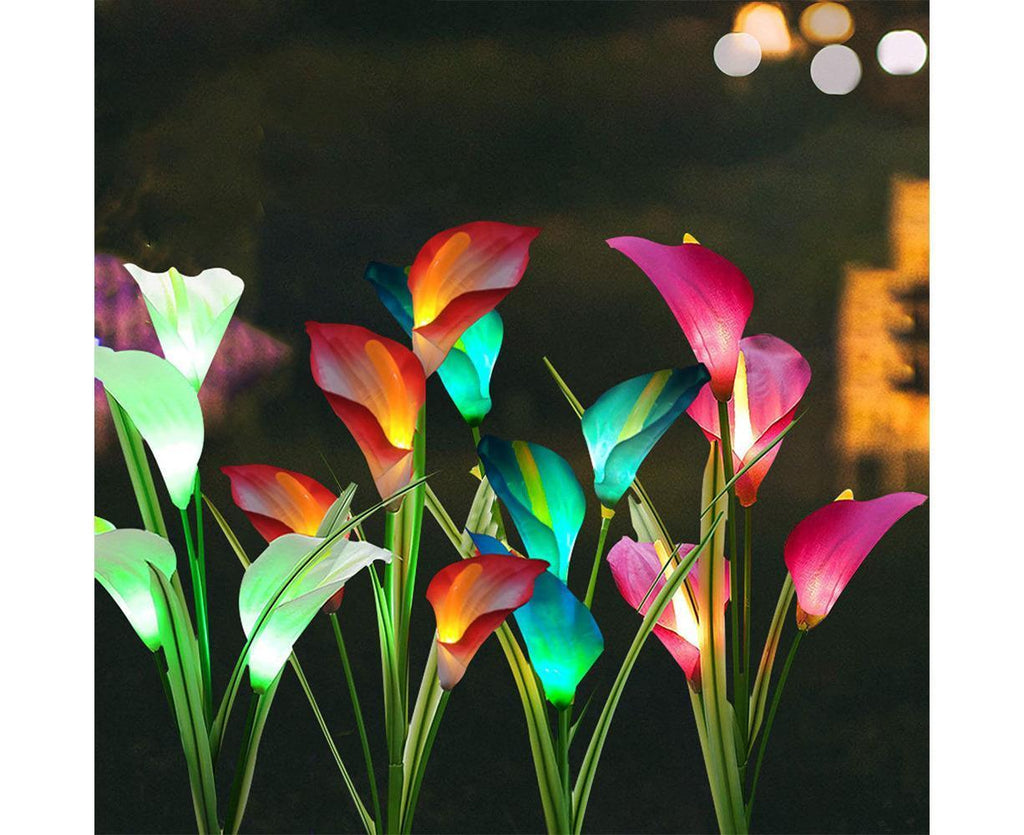 4 Pack of 16 LED Solar Garden Lights, Calla Lights, for Garden, Patio, Passage Decoration-red