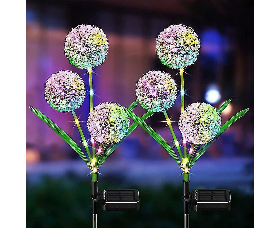 Outdoor Christmas Decorations, 2 Pack Upgraded Solar Dandelion Outdoor Lights, Waterproof Solar Christmas Garden Stake Lights Solar Christmas Pathway