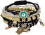 Bohemian Stretch Beads Bracelets Multilayer Evil Eye Hamsa Hand Bracelet Boho Charms Stretch Stackable Bracelet Handmade Multicolor Crystal Beaded