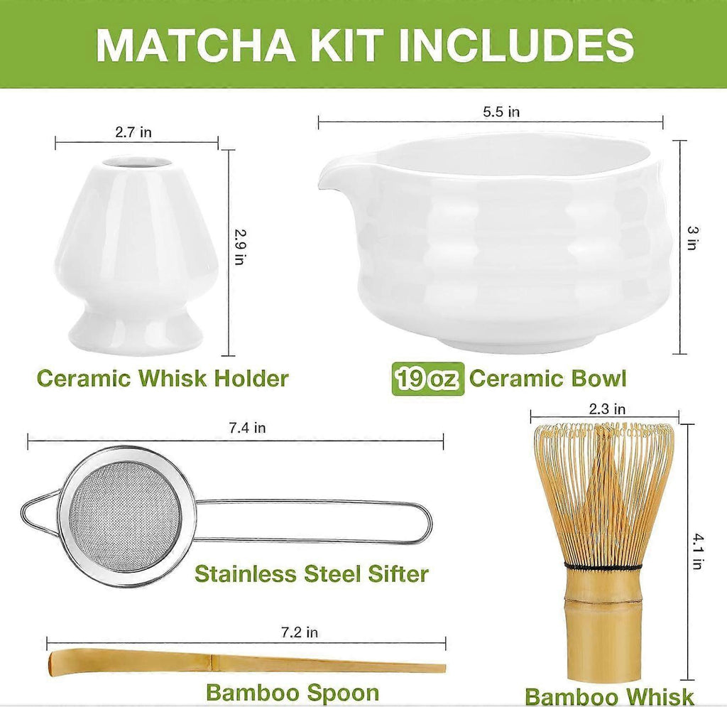 Matcha Whisk Set (5pcs) - Bowl, Bamboo Whisk, Scoop & Holder