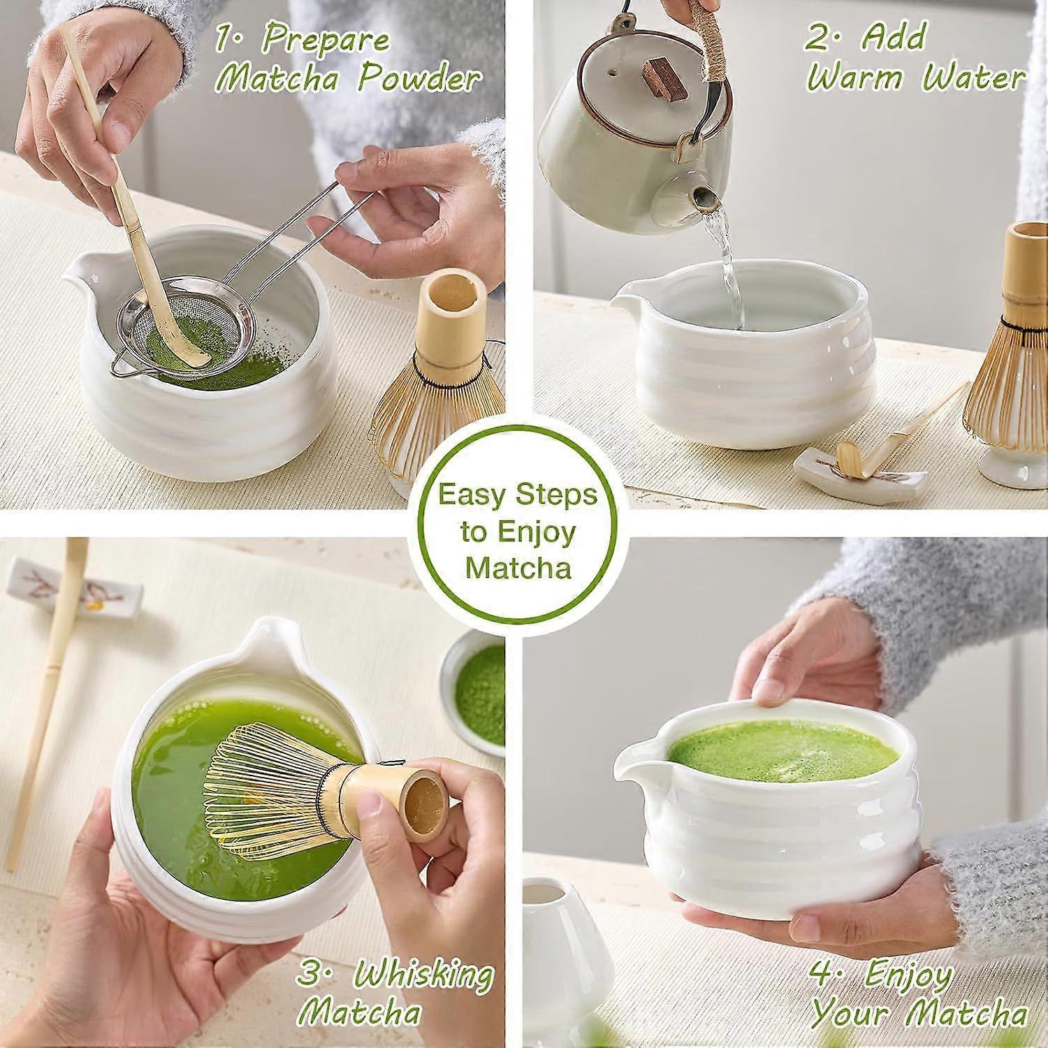 Matcha Whisk Set (5pcs) - Bowl, Bamboo Whisk, Scoop & Holder
