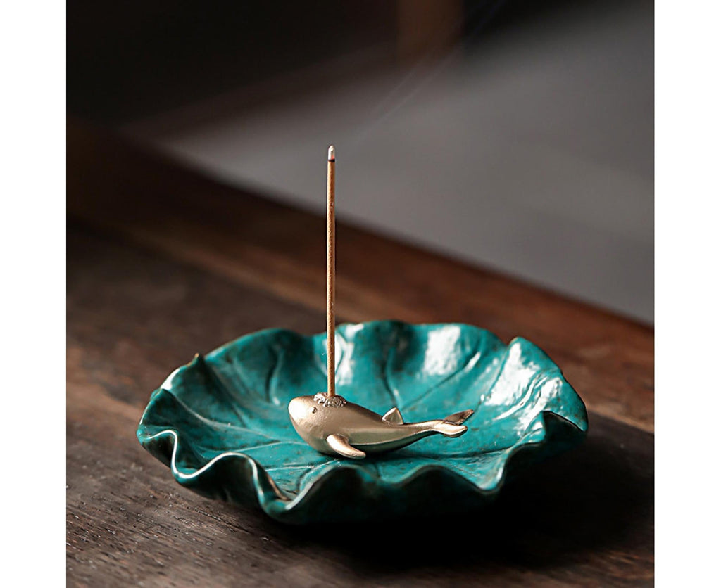 Incense Burner Handmade Decorative Ceramic Lotus Holder-I