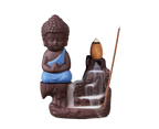 Porcelain Clay Little Buddha Censer Backflow Incense Burner Holder Ornament-Blue