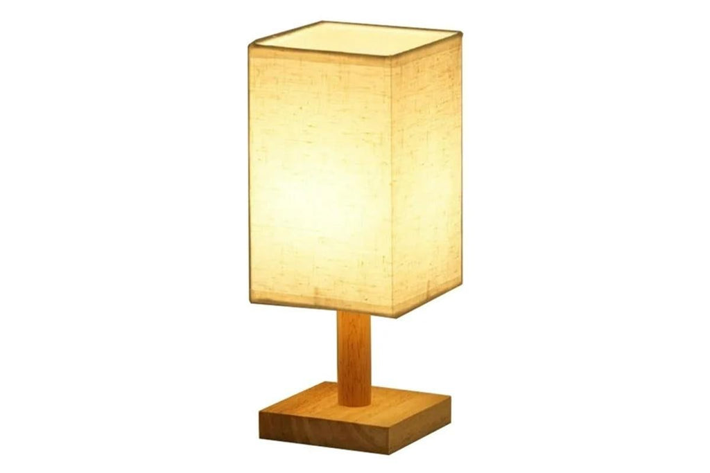 Bedside Table Lamp for Bedroom Minimalist Nightstand Lamp with Square Fabric Shade Reading Desk Lamp Night Lamp