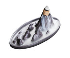 Teahouse Waterfall Lotus Backflow Incense Burner Ceramic Censer Home Decoration- C