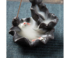 Teahouse Waterfall Lotus Backflow Incense Burner Ceramic Censer Home Decoration- C