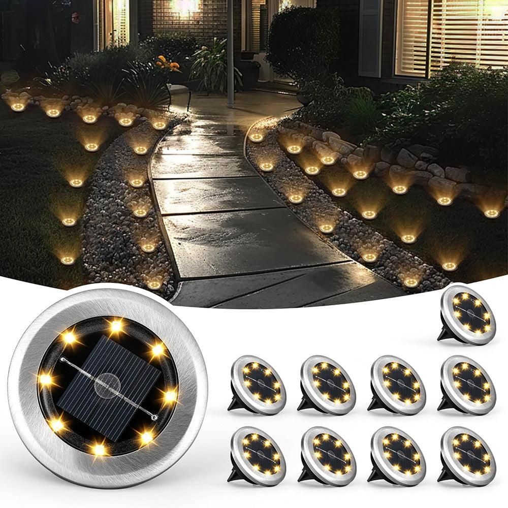 10Pcs Mini Solar Ground Lights Outdoor Pathway Decorative Lights for Yard Garden Decor Warm Light Main image