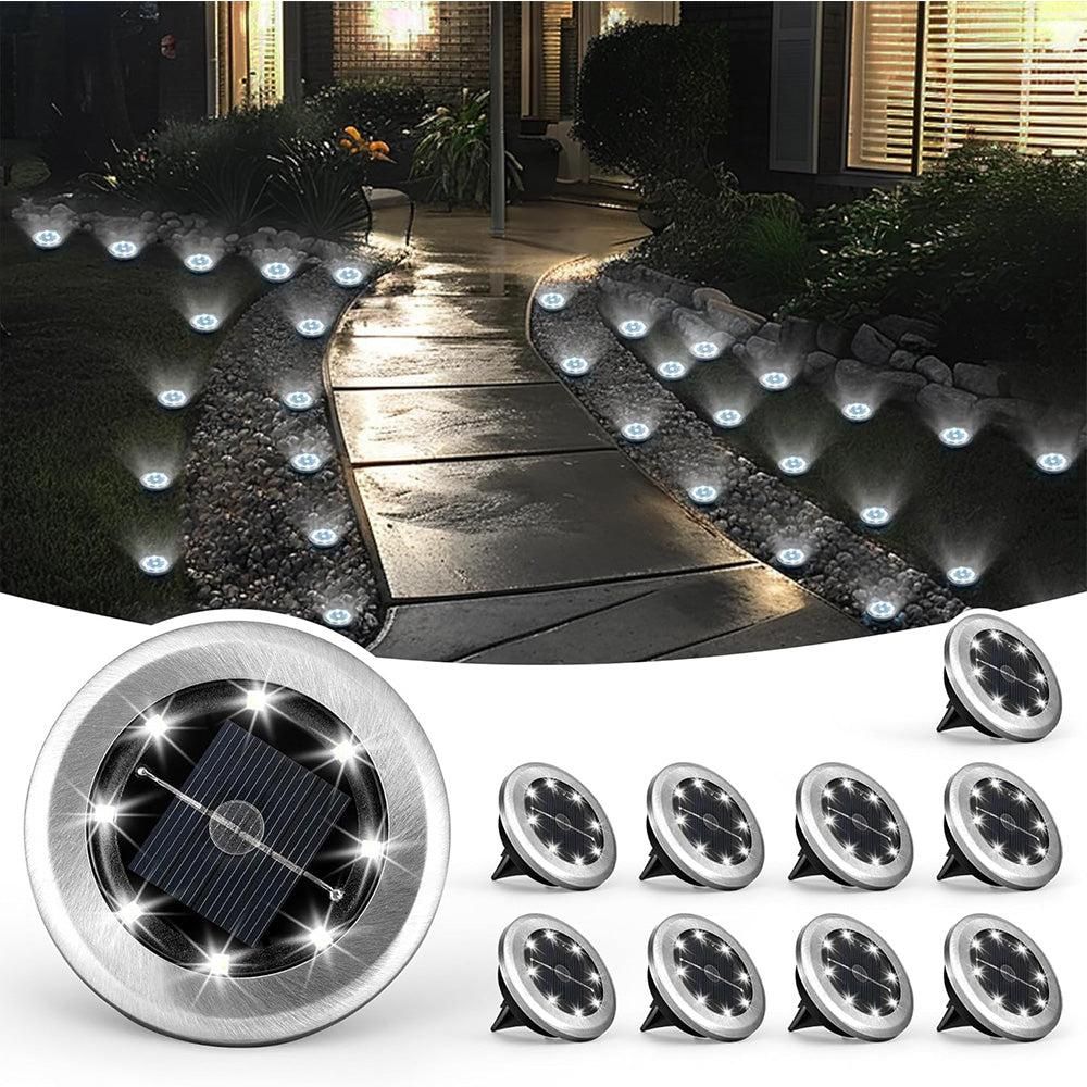 10Pcs Mini Solar Ground Lights Outdoor Pathway Decorative Lights for Yard Garden Decor White Light Main image