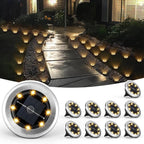 10Pcs Mini Solar Ground Lights Outdoor Pathway Decorative Lights for Yard Garden Decor White Light