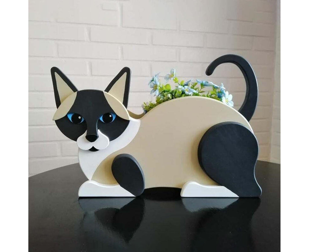 Flower Pot Cat Shape PVC Plant Pot - B