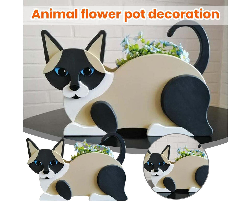Flower Pot Cat Shape PVC Plant Pot - B