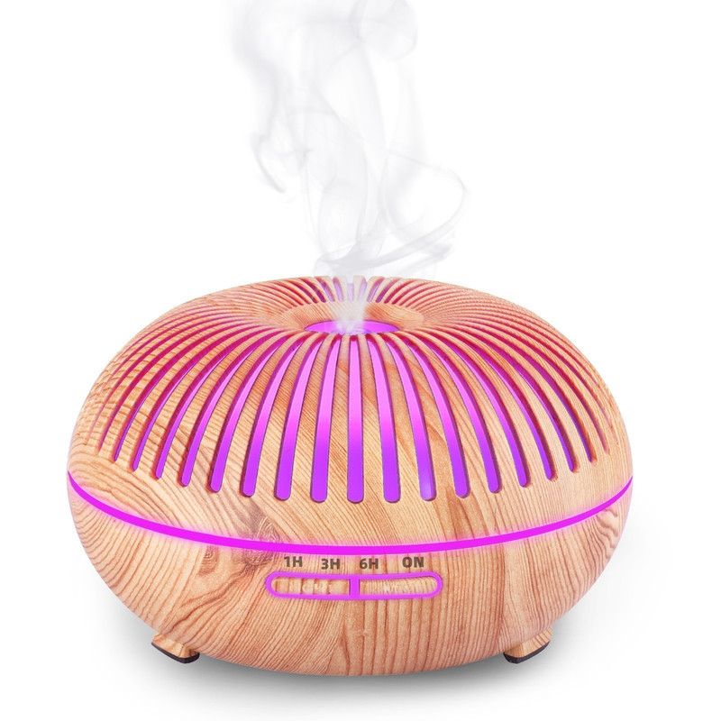 550ML Wood-Grain Aroma Diffuser and Humidifier with Bluetooth Speaker, 7-Color LED Night Light, Remote Control, Timer, and Auto Shut-Off – Light Wood Hauptbild