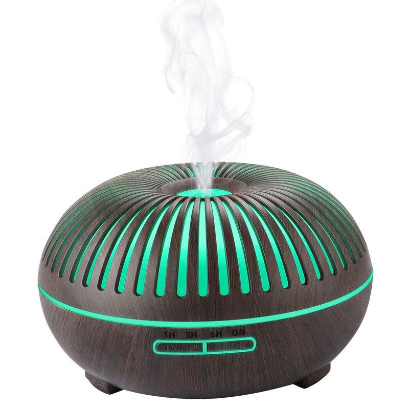 550ML Wood-Grain Aroma Diffuser and Humidifier with Bluetooth Speaker, 7-Color LED Night Light, Remote Control, Timer, and Auto Shut-Off – Dark Wood Hauptbild