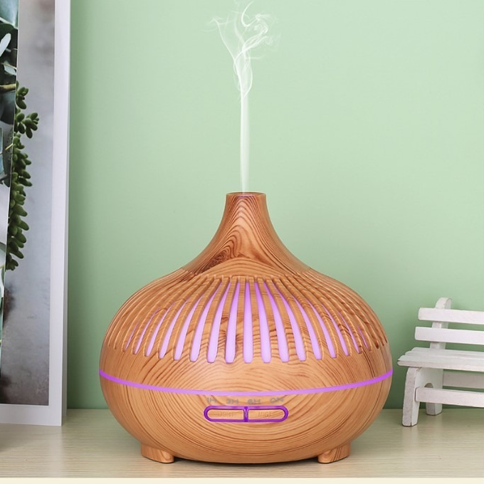 (2-Pack) 550ml Wood-Grain Ultrasonic Aroma Diffuser and Humidifier with 7-Color LED Night Light and Timer for the Bedroom – Light Wood Hauptbild
