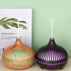 (2-Pack) 550ml Wood-Grain Ultrasonic Aroma Diffuser and Humidifier with 7-Color LED Night Light and Timer for the Bedroom – Light Wood
