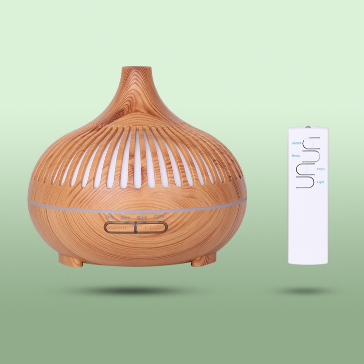 (2-Pack) 550ml Wood-Grain Ultrasonic Aroma Diffuser and Humidifier with 7-Color LED Night Light and Timer for the Bedroom – Light Wood