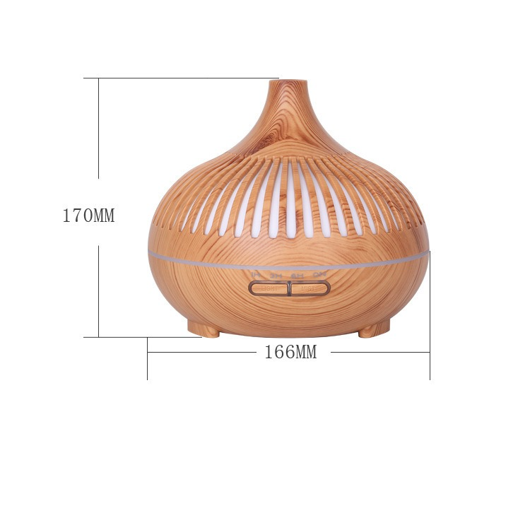 (2-Pack) 550ml Wood-Grain Ultrasonic Aroma Diffuser and Humidifier with 7-Color LED Night Light and Timer for the Bedroom – Light Wood