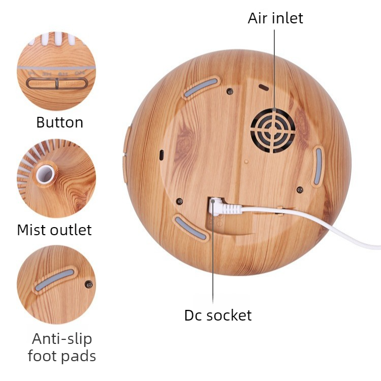 (2-Pack) 550ml Wood-Grain Ultrasonic Aroma Diffuser and Humidifier with 7-Color LED Night Light and Timer for the Bedroom – Light Wood