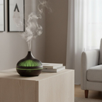 (2-Pack) 550ml Wood-Grain Ultrasonic Aroma Diffuser and Humidifier with 7-Color LED Night Light and Timer for the Bedroom – Dark Wood